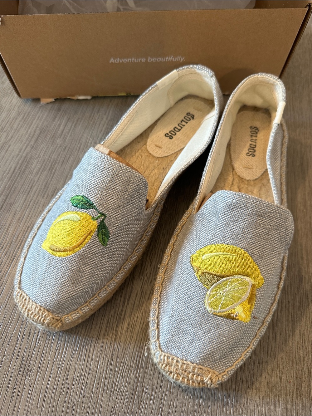Brand New - Soludos Lemon Embroidered Espadrilles
